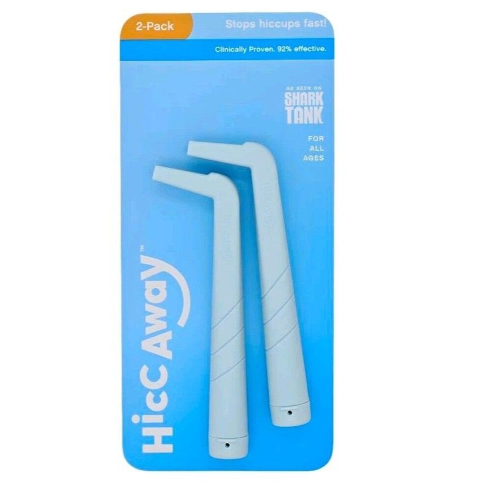HiccAway Reusable Hiccup Relief Device 2-Pack Oral Mouth Straw for Hiccups